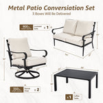 4-Piece Classic Outdoor Conversation Set with Swivel Rocking Chairs, Loveseat and Coffee Table