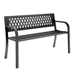Outdoor Steel Garden Bench With A Diamond Pattern Backrest,660LB Weight Capacity