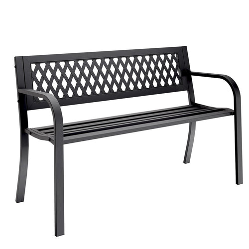 Outdoor Steel Garden Bench With A Diamond Pattern Backrest,660LB Weight Capacity