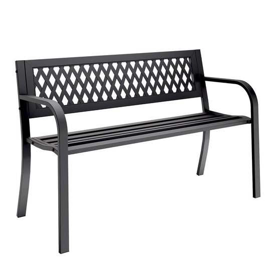 Outdoor Steel Garden Bench With A Diamond Pattern Backrest,660LB Weight Capacity