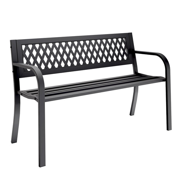 Outdoor Steel Garden Bench With A Diamond Pattern Backrest,660LB Weight Capacity