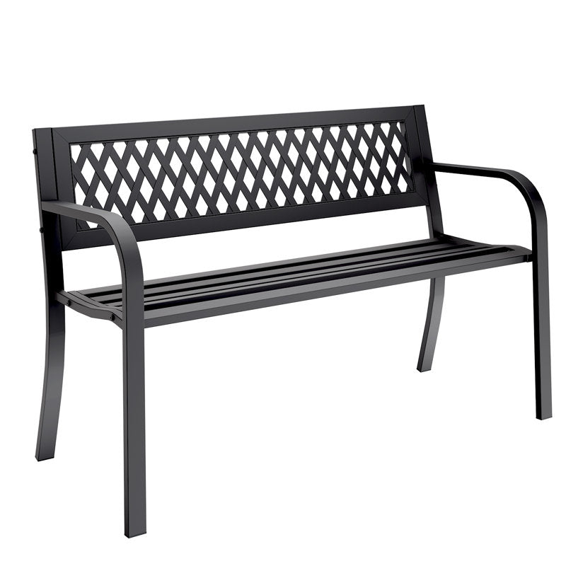 Outdoor Steel Garden Bench With A Diamond Pattern Backrest,660LB Weight Capacity