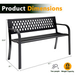 Outdoor Steel Garden Bench With A Diamond Pattern Backrest,660LB Weight Capacity