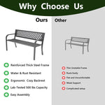 Outdoor Steel Garden Bench With A Diamond Pattern Backrest,660LB Weight Capacity