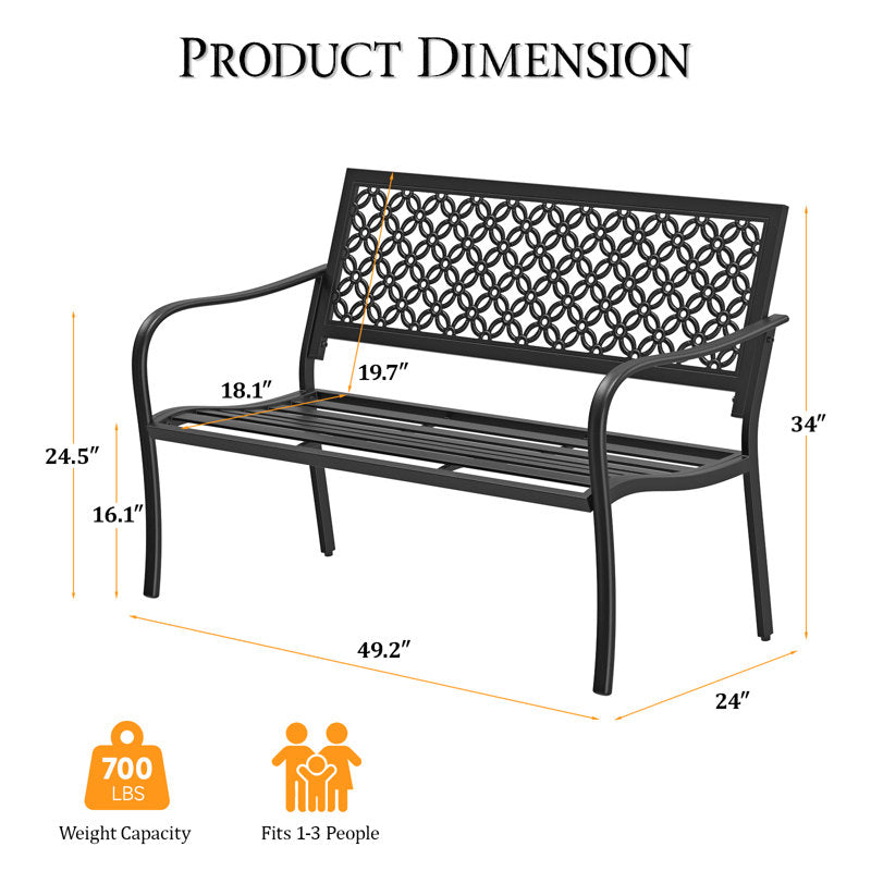 50" All-Weather Outdoor Bench, Garden Benche For Park, Yard, Lawn, Entryway