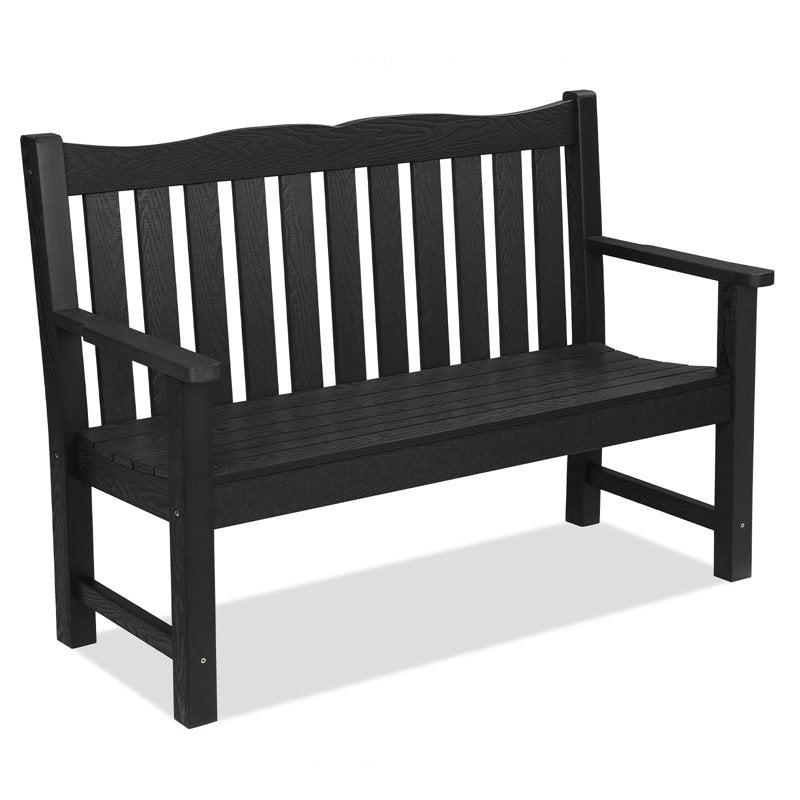 49" Long HIPS All Weather Waterproof Outdoor Bench, Black