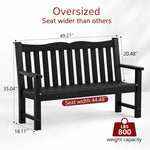 49" Long HIPS All Weather Waterproof Outdoor Bench, Black
