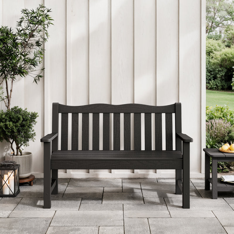 49" Long HIPS All Weather Waterproof Outdoor Bench, Black