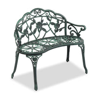 Elegant Aeruginous Cast Aluminum Patio Bench
