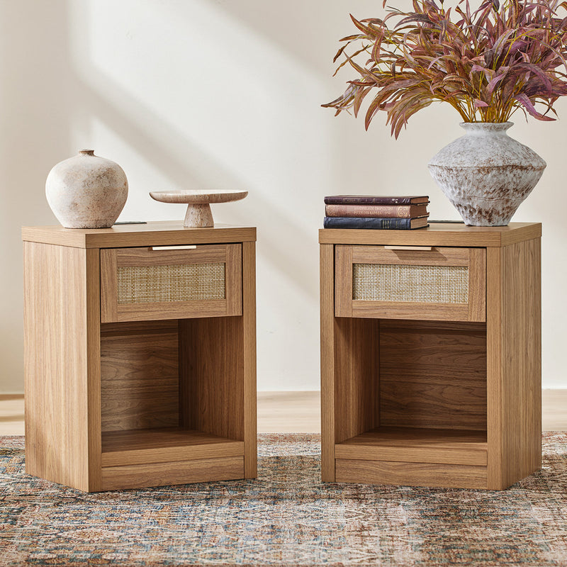 Arianna 25" H 1-Drawer Nightstand Set with Built-In Outlets