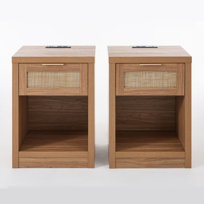 Arianna 25" H 1-Drawer Nightstand Set with Built-In Outlets