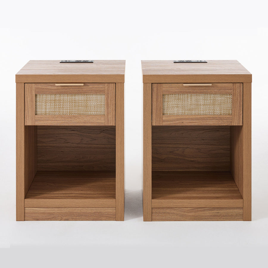 Arianna 25" H 1-Drawer Nightstand Set with Built-In Outlets