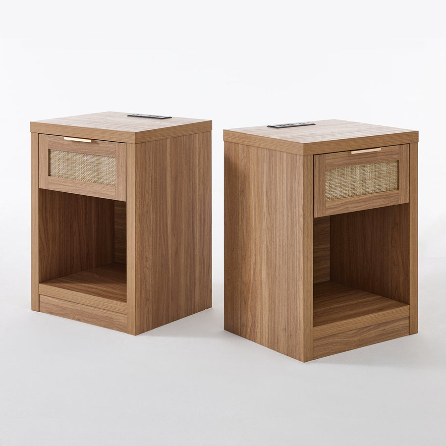 Arianna 25" H 1-Drawer Nightstand Set with Built-In Outlets