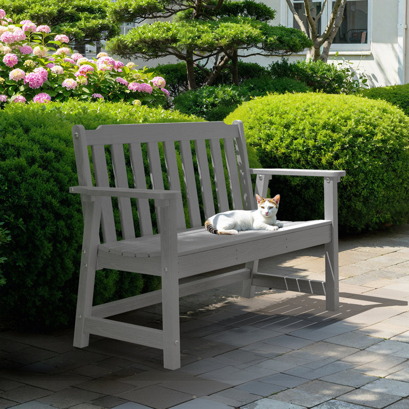 Outdoor Patio Bench Weather-HDPE Resistant Bench Premium Outdoor Garden Loveseat