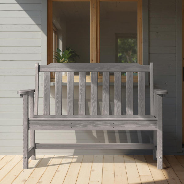 Outdoor Patio Bench Weather-HDPE Resistant Bench Premium Outdoor Garden Loveseat