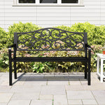 50" Porch Bench With Ergonomic Backrest & Armrests Floral Patterns Curved