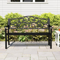 50" Porch Bench With Ergonomic Backrest & Armrests Floral Patterns Curved