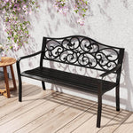50" Porch Bench With Ergonomic Backrest & Armrests Floral Patterns Curved