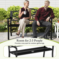 50" Porch Bench With Ergonomic Backrest & Armrests Floral Patterns Curved