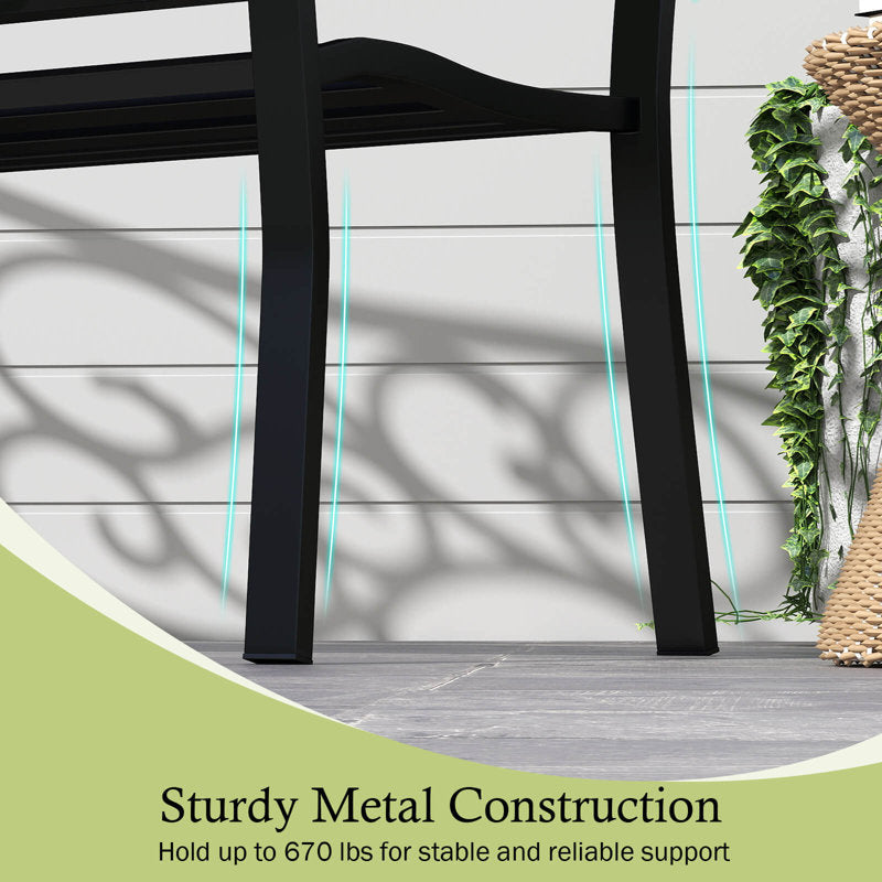 50" Porch Bench With Ergonomic Backrest & Armrests Floral Patterns Curved