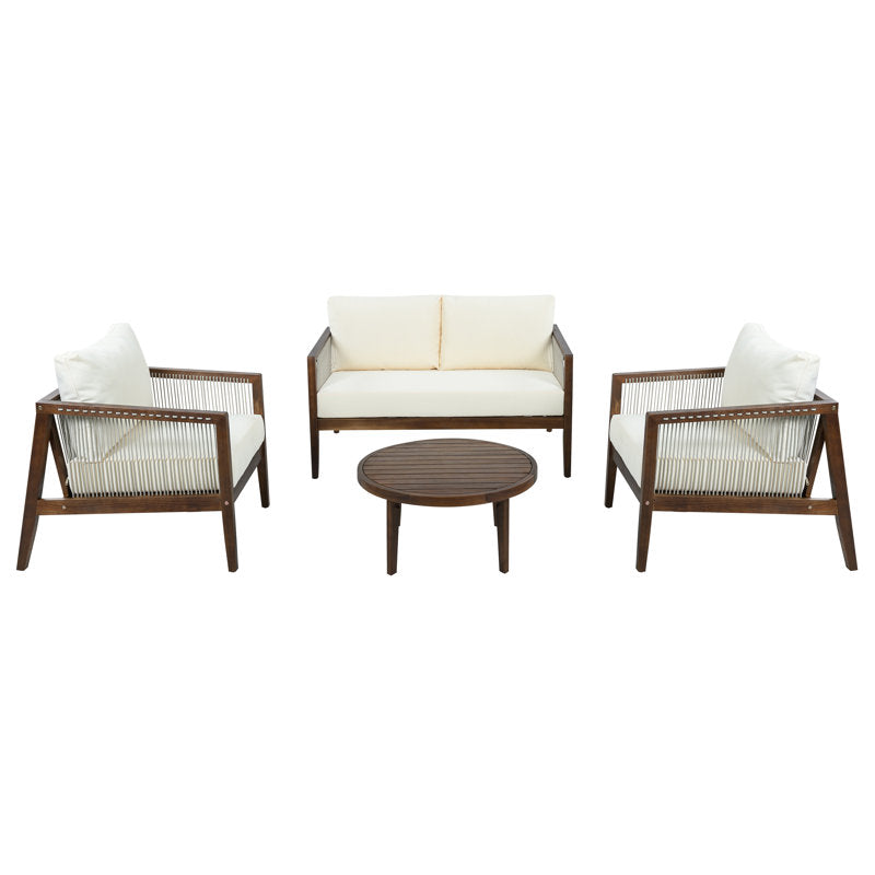 Theodore Acacia 4-Person Patio Conversation Set with Cushions