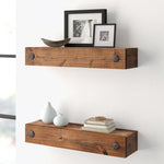 2-Piece Rustic Reclaimed Pine Wood Wall-Mounted Floating Shelf
