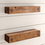 2-Piece Rustic Reclaimed Pine Wood Wall-Mounted Floating Shelf