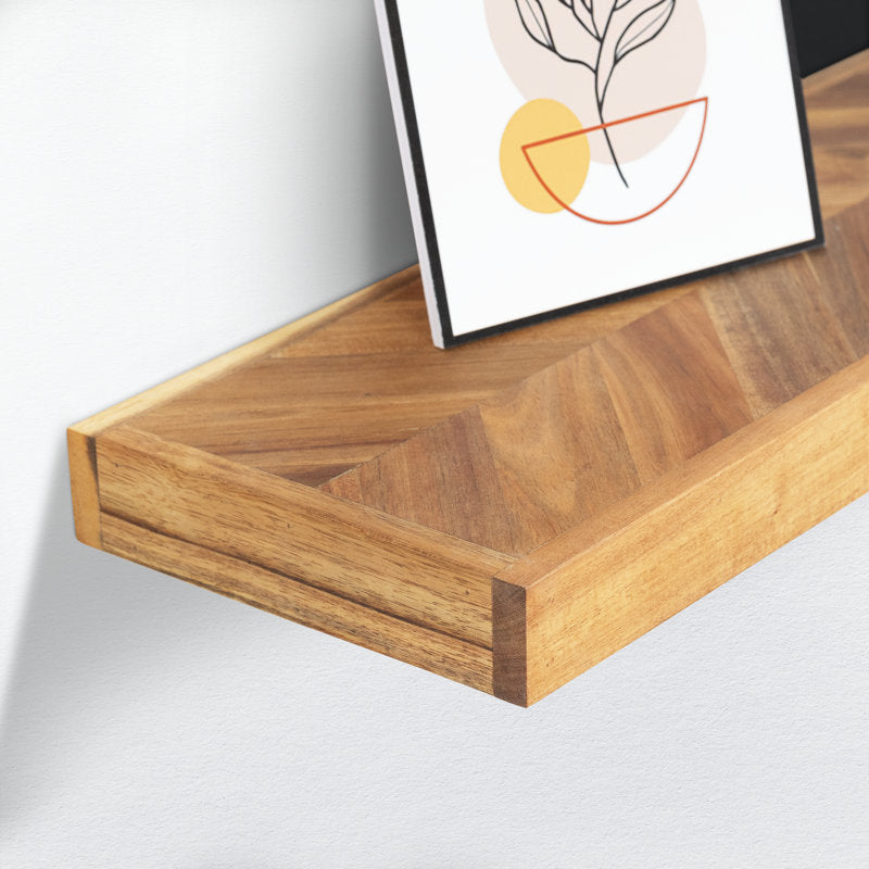 Solid Wood Floating Shelves for Wall Storage (Set of 2)