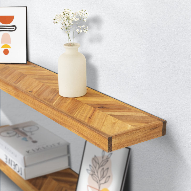Solid Wood Floating Shelves for Wall Storage (Set of 2)