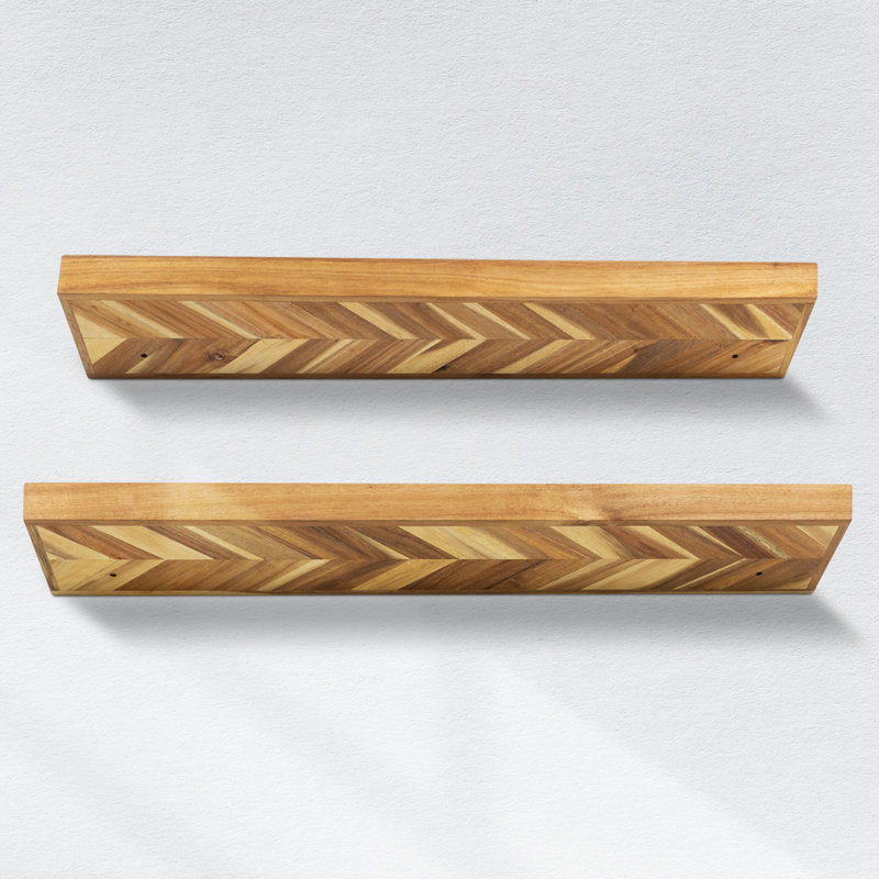 Solid Wood Floating Shelves for Wall Storage (Set of 2)
