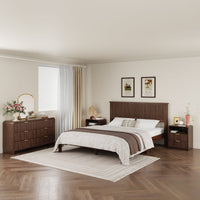 Avalie Fluted Nightstand Set of 2 with Scalloped Edges & Built-In Outlet