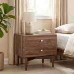 Nightstand with 2 Drawers & Solid Wood Legs, 22.8"W x 14.6"D x 21.3"H