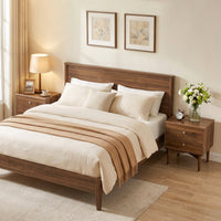 Nightstand with 2 Drawers & Solid Wood Legs, 22.8"W x 14.6"D x 21.3"H
