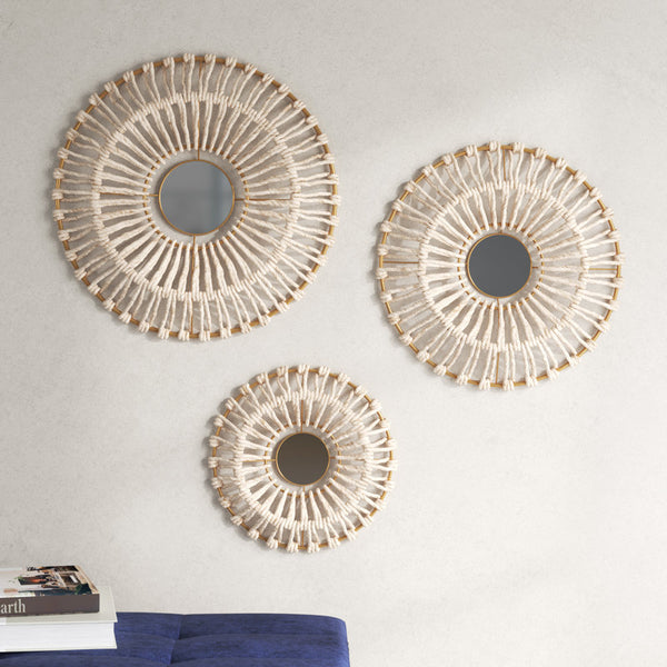 Round Mirrored Wall Décor Set (3-Piece)