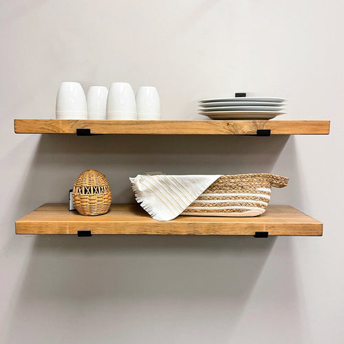 Calheme Rustic Shelves with J Brackets (Set of 2)