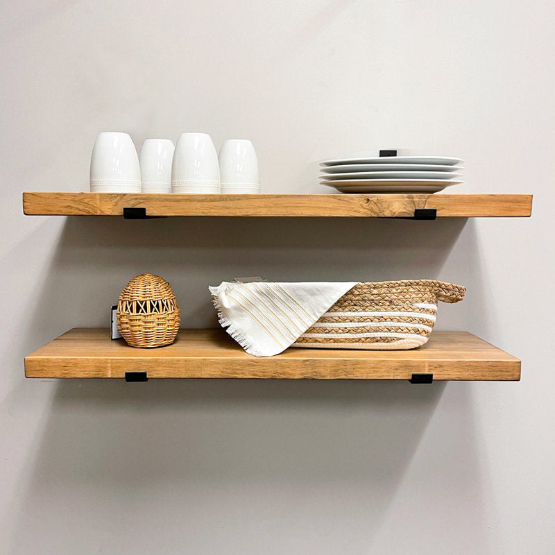 Calheme Rustic Shelves with J Brackets (Set of 2)