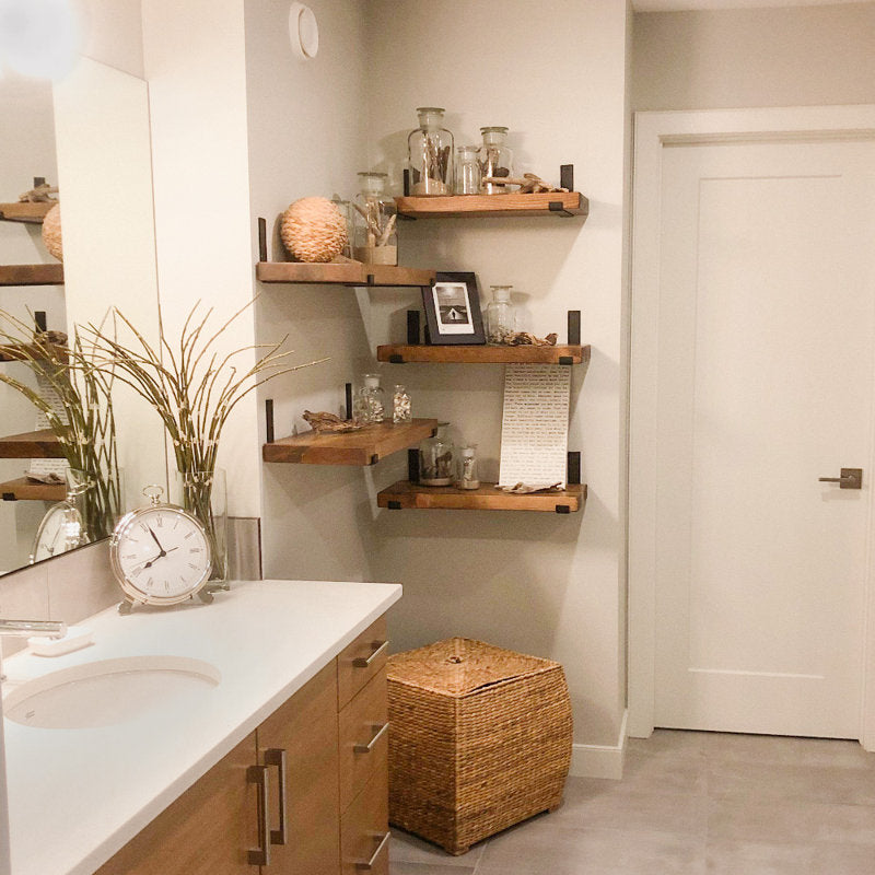 Calheme Rustic Shelves with J Brackets (Set of 2)