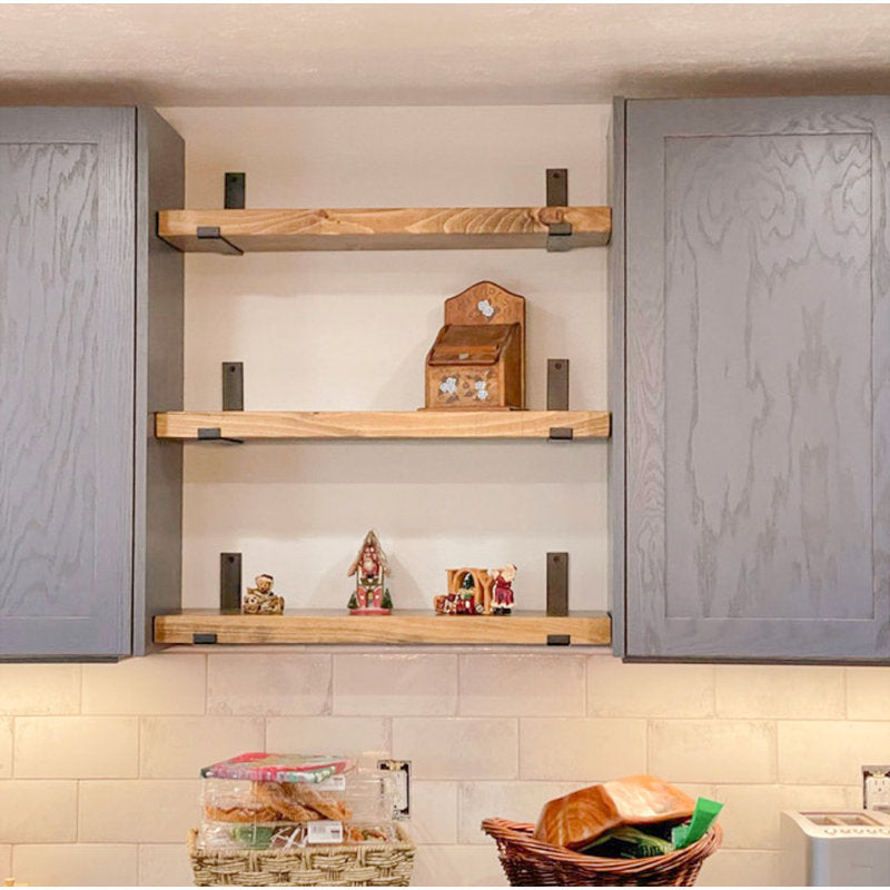 Calheme Rustic Shelves with J Brackets (Set of 2)