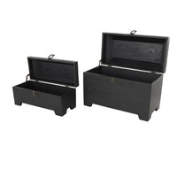 Wood Handmade Decorative Black Box With Brass Latches And Handle Set