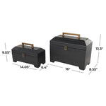 Wood Handmade Decorative Black Box With Brass Latches And Handle Set