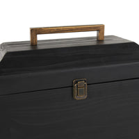 Wood Handmade Decorative Black Box With Brass Latches And Handle Set