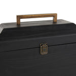 Wood Handmade Decorative Black Box With Brass Latches And Handle Set