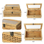 Blynda Rattan 2-Piece Decorative Box Set with Glass Top