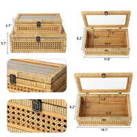 Blynda Rattan 2-Piece Decorative Box Set with Glass Top