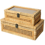 Blynda Rattan 2-Piece Decorative Box Set with Glass Top