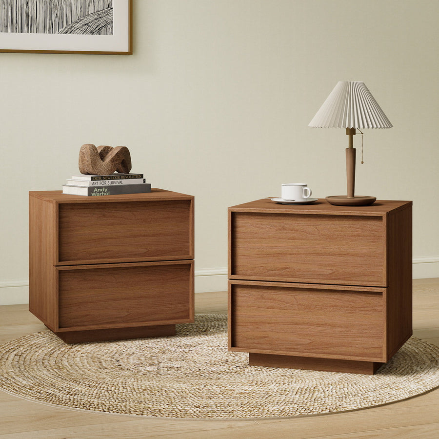 18.9" W Wooden Nightstand with 2 Drawers (Set of 2)