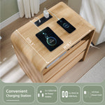 Maud 25" Tall Modern Nightstand with Charging Station, 23.6" Wide Wood Bedside Table