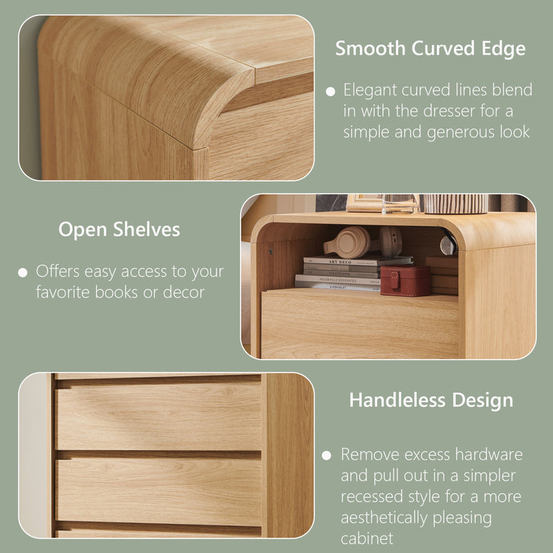 Maud 25" Tall Modern Nightstand with Charging Station, 23.6" Wide Wood Bedside Table