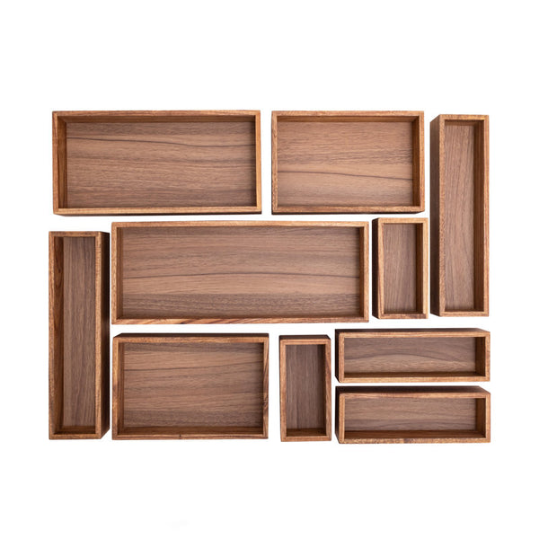 Acacia Wood Box Drawer Organizer 10-Piece Set