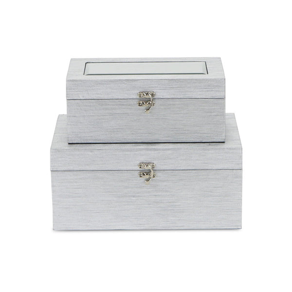 2 Piece Faux Leather Decorative Box Set